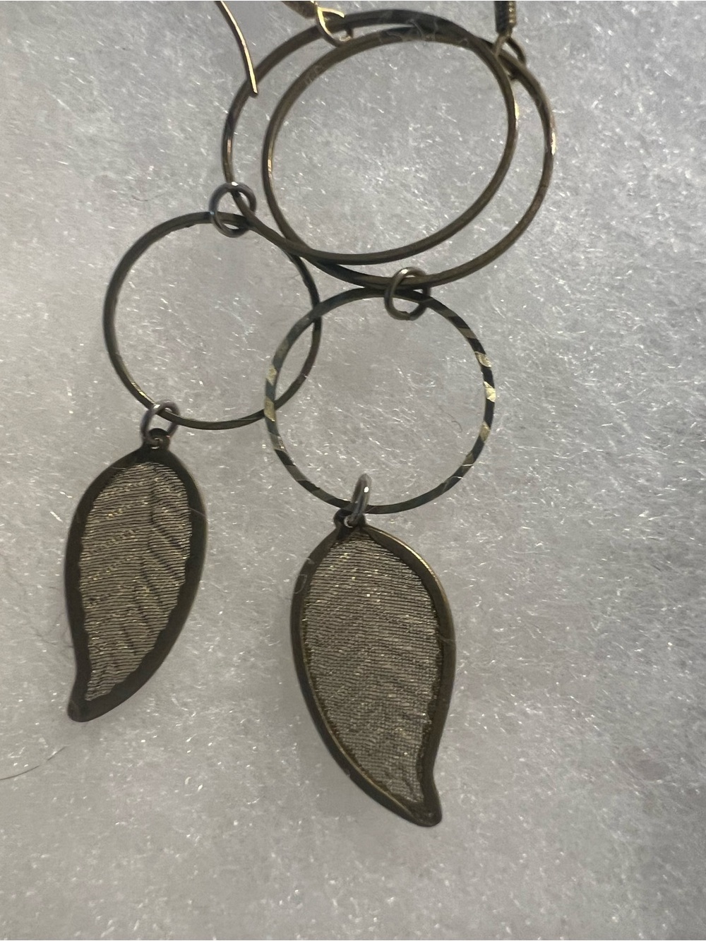 Source Unknown Gold-Tone Leaf Drop Hoop Earrings
